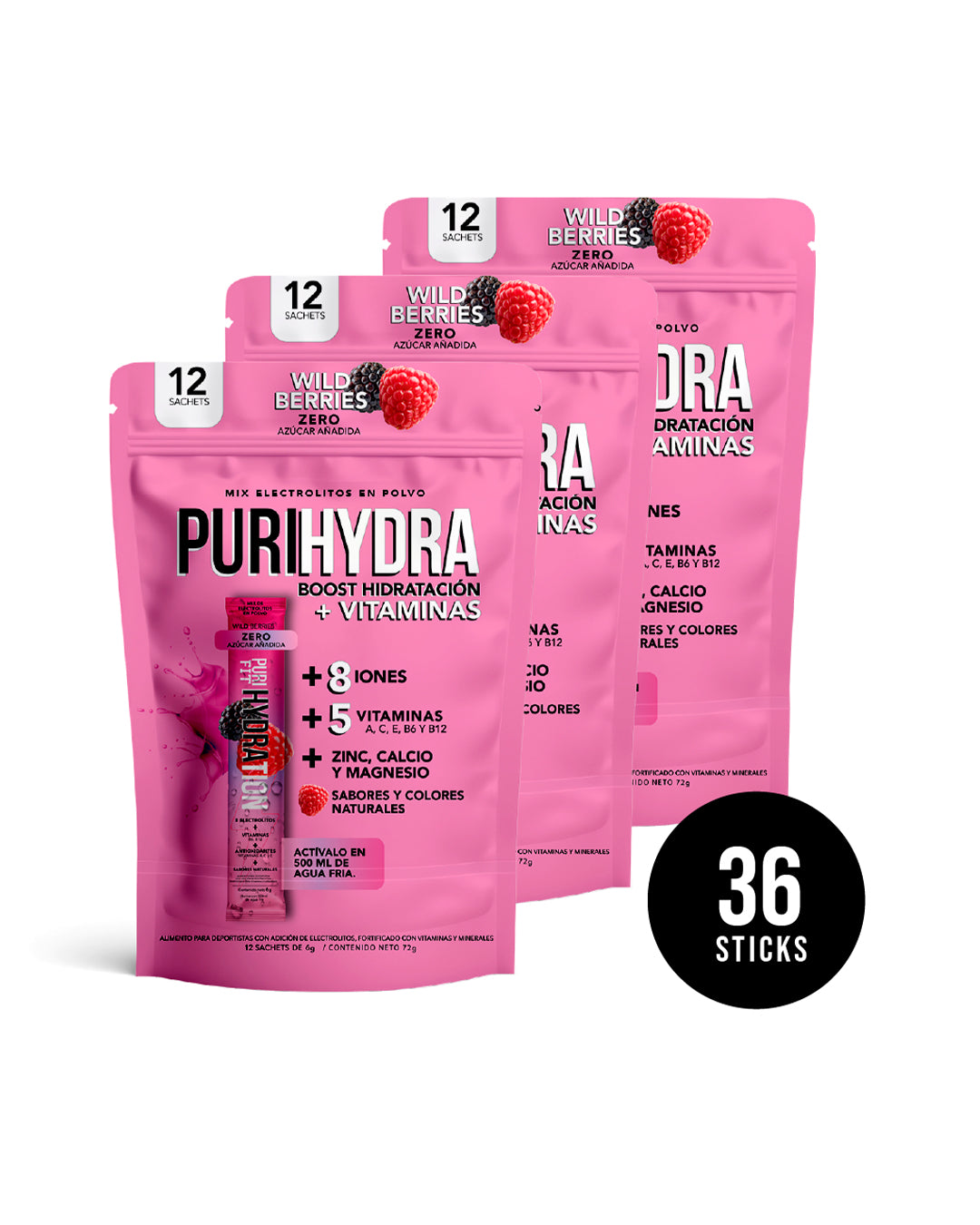 Isotónica Hydratante en Polvo sabor Wild Berries PuriHydra